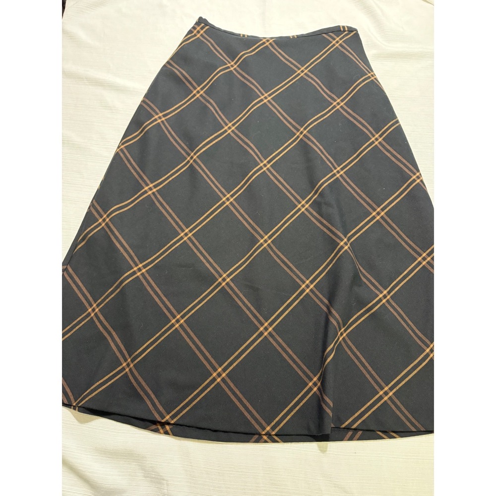 Jaclyn Smith Classic Black Brown Plaid A-Line Maxi Skirt Lined Size 16